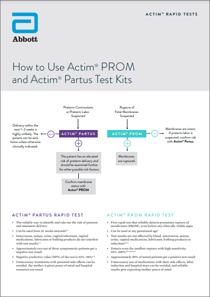 Using Actim PROM & Partus Tests together Brochure 